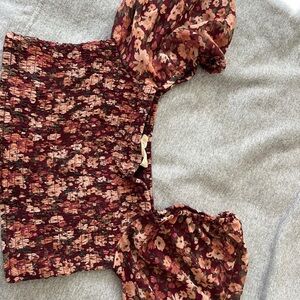 Altar'd State Floral Crop Top - Red and Pink